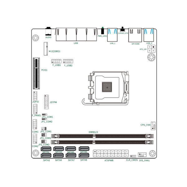 1700NP-NAS-布局 1700NP-NAS motherboard layout